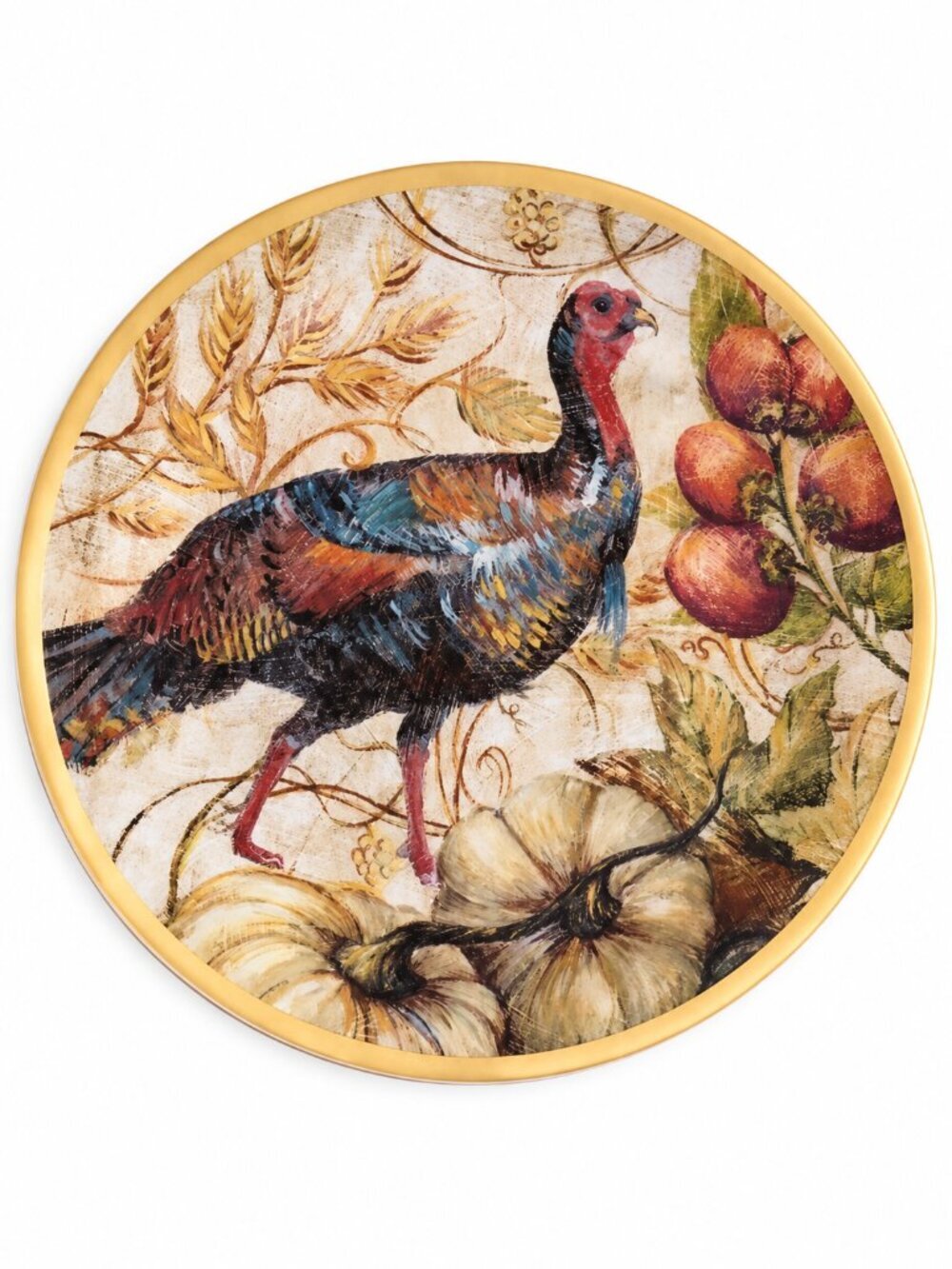 Pottery Barn Thanksgiving Fresco Bountiful Turkey Salad Plates 9" Set of 3 NEW
